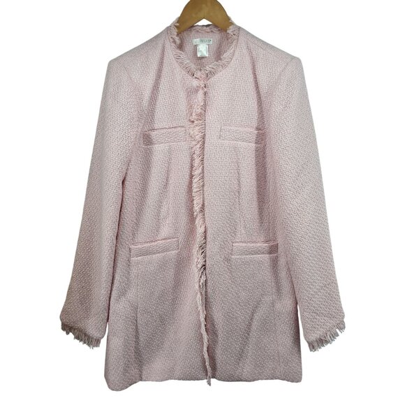 Venus Tweed Fringe Jacket Size 12 Pink Cardigan NWOT - Picture 10 of 13